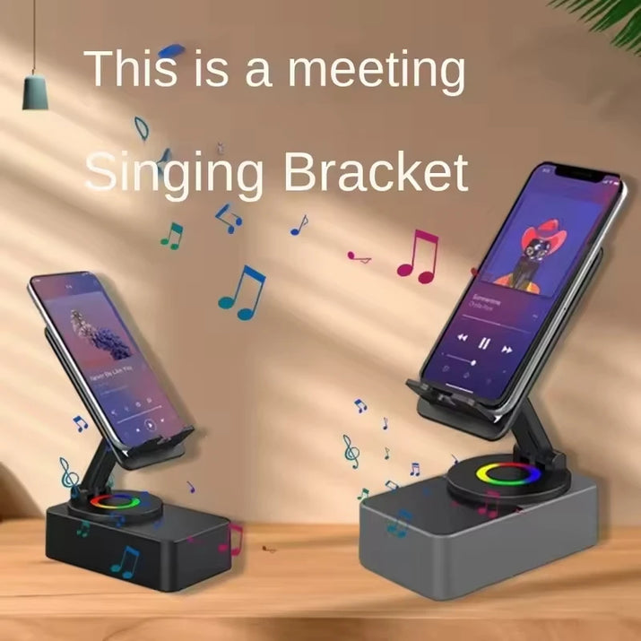 Transform Your Entertainment Experience with the 3-in-1 Bluetooth Speaker, Phone Holder, and Power Bank - Portable 360° Rotation Stand for iPad and Mobile Devices