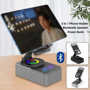 Transform Your Entertainment Experience with the 3-in-1 Bluetooth Speaker, Phone Holder, and Power Bank - Portable 360° Rotation Stand for iPad and Mobile Devices